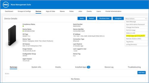 Wyse Management Suite Device Details page