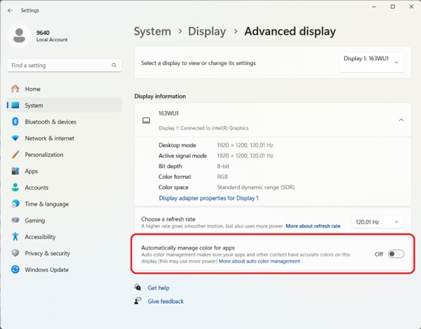 Windows ACM Option