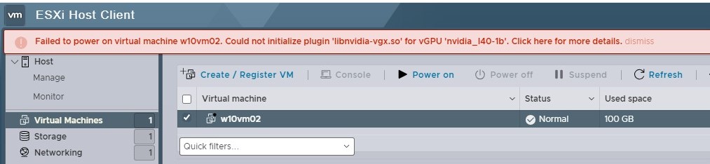 Power on VM error