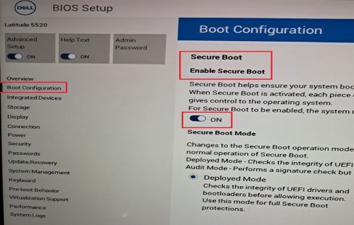 Configuration de Secure Boot dans le BIOS