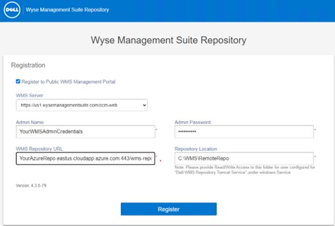 Wyse 管理套件儲存庫註冊