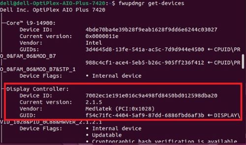 Zadejte příkaz fwupdmgr get-devices.