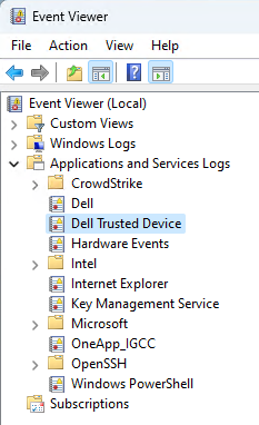 Dell Trusted Device in Event Viewer