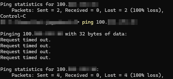 Ping Failure
