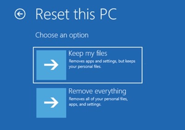Windows 11, Restablecer el menú de esta PC