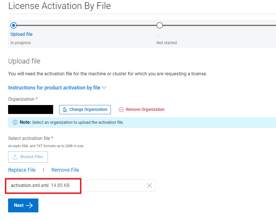 上传 activation.xml 文件