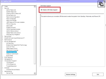 Функция USB Wake Support