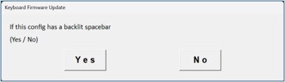 Se questa configurazione presenta una barra spaziatrice retroilluminata, selezionare Yes oppure viene visualizzato il messaggio No.