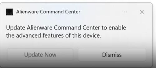 更新 Alienware Command Center 以啟用此裝置的進階功能