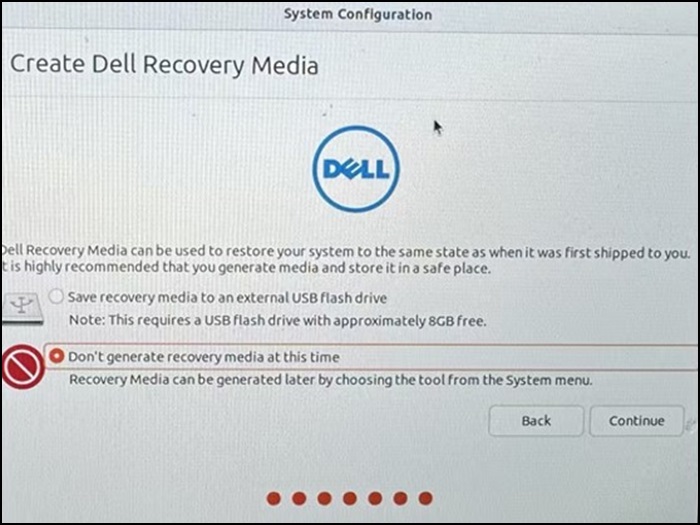 Ubuntu 系統組態， 建立 Dell 復原媒體