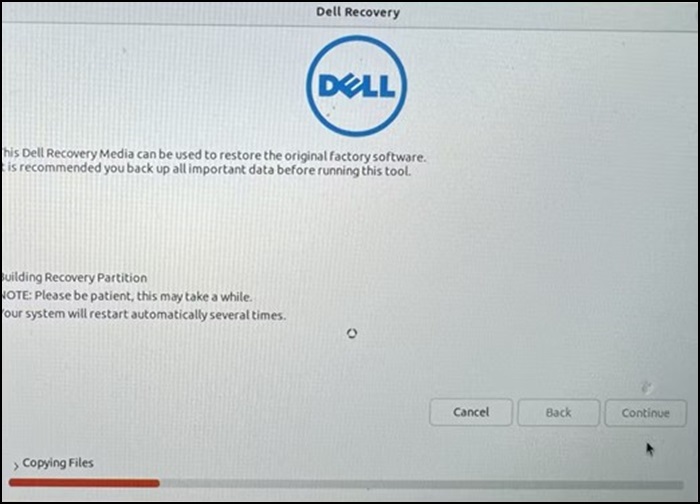 Dell Recovery， 複製檔案