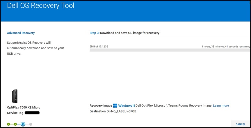 Dell OS 復原工具, 下載和儲存, Dell OS Recovery Tool, Downloading and Saving