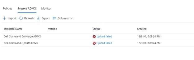 Status is Upload failed