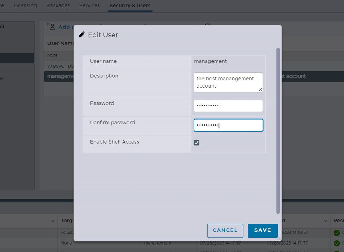 Screenshot of account info