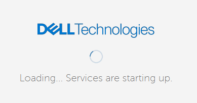 OpenManage Enterprise web user interface indicating upgrade is loading and starting up services