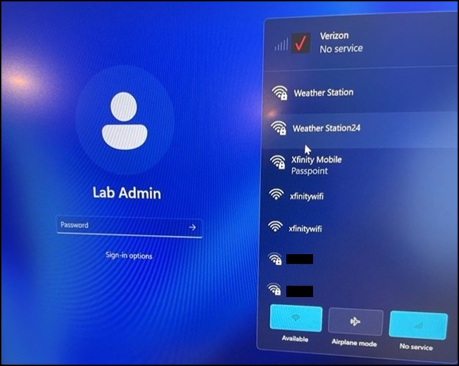 Écran de connexion Windows, exemples de connexions réseau étendu sans fil