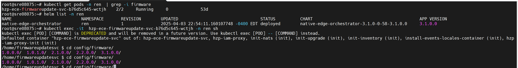 Zrzut ekranu pokazujący, czy pakiet oprogramowania wewnętrznego 3.0.0.0 zostanie zastosowany bez ponownego uruchomienia narzędzia NativeEdge Orchestrator, wyświetlana wersja jest wyświetlana jako 3.0.0.0