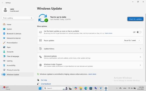 Gå til Windows Update for å se etter de nyeste oppdateringene