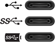 USB 2.0 和超高速 USB 端口不支持 DP 替代模式