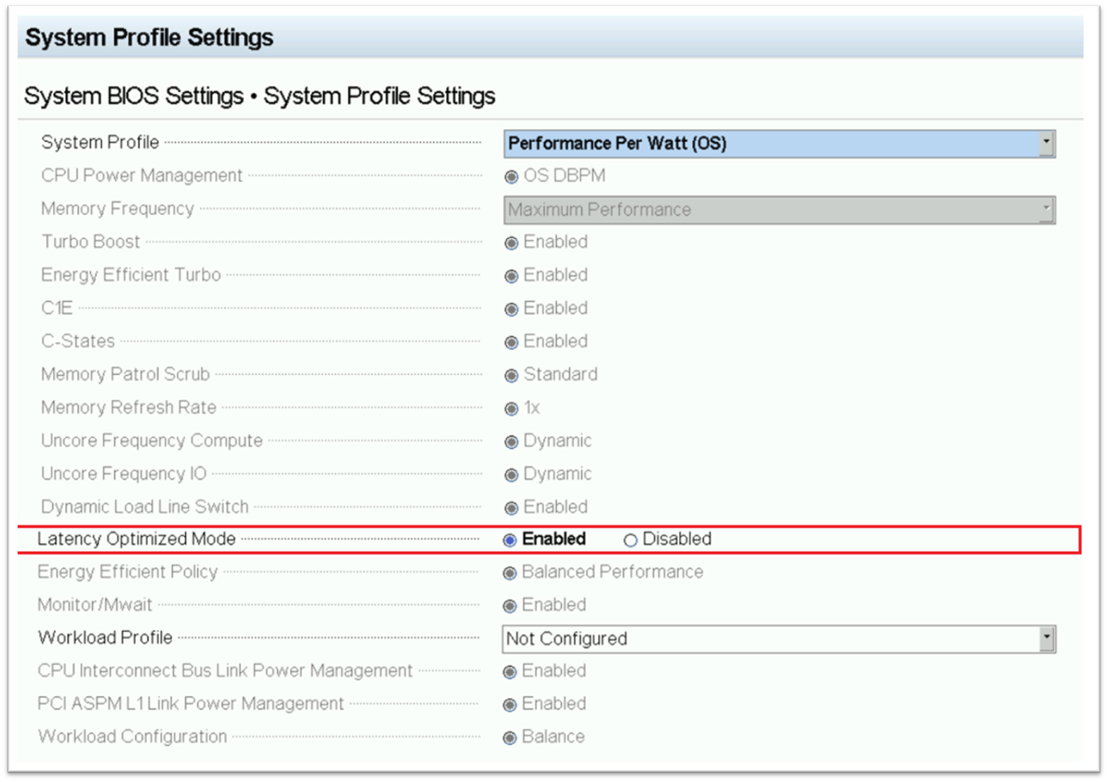 set Latency Optimized Mode as Enabled