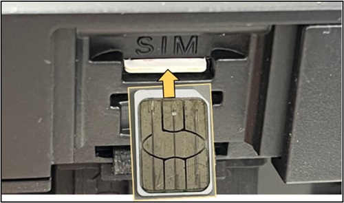 잘못된 방향의 SIM 카드 예 1