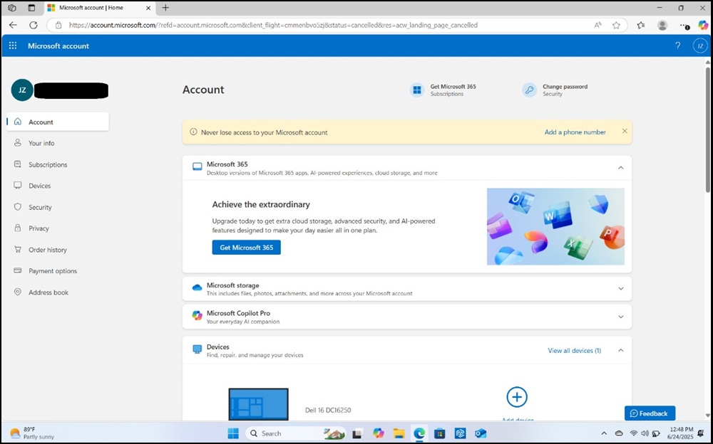 Приклад облікового запису Microsoft