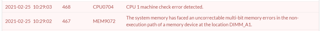DIMM 오류로 인한 CPU MCE 오류