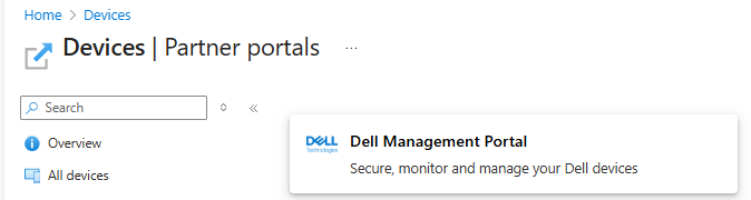 Dell Management Portal option in Devices Partner portals
