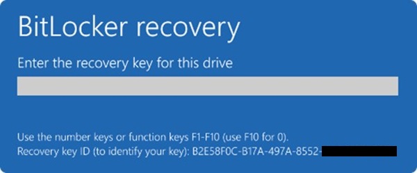 Windows BitLocker Recovery: Geben Sie den Wiederherstellungsschlüssel für das Laufwerk ein