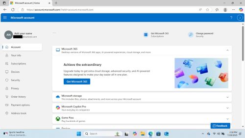 Vai alla https://accounts.microsoft.com