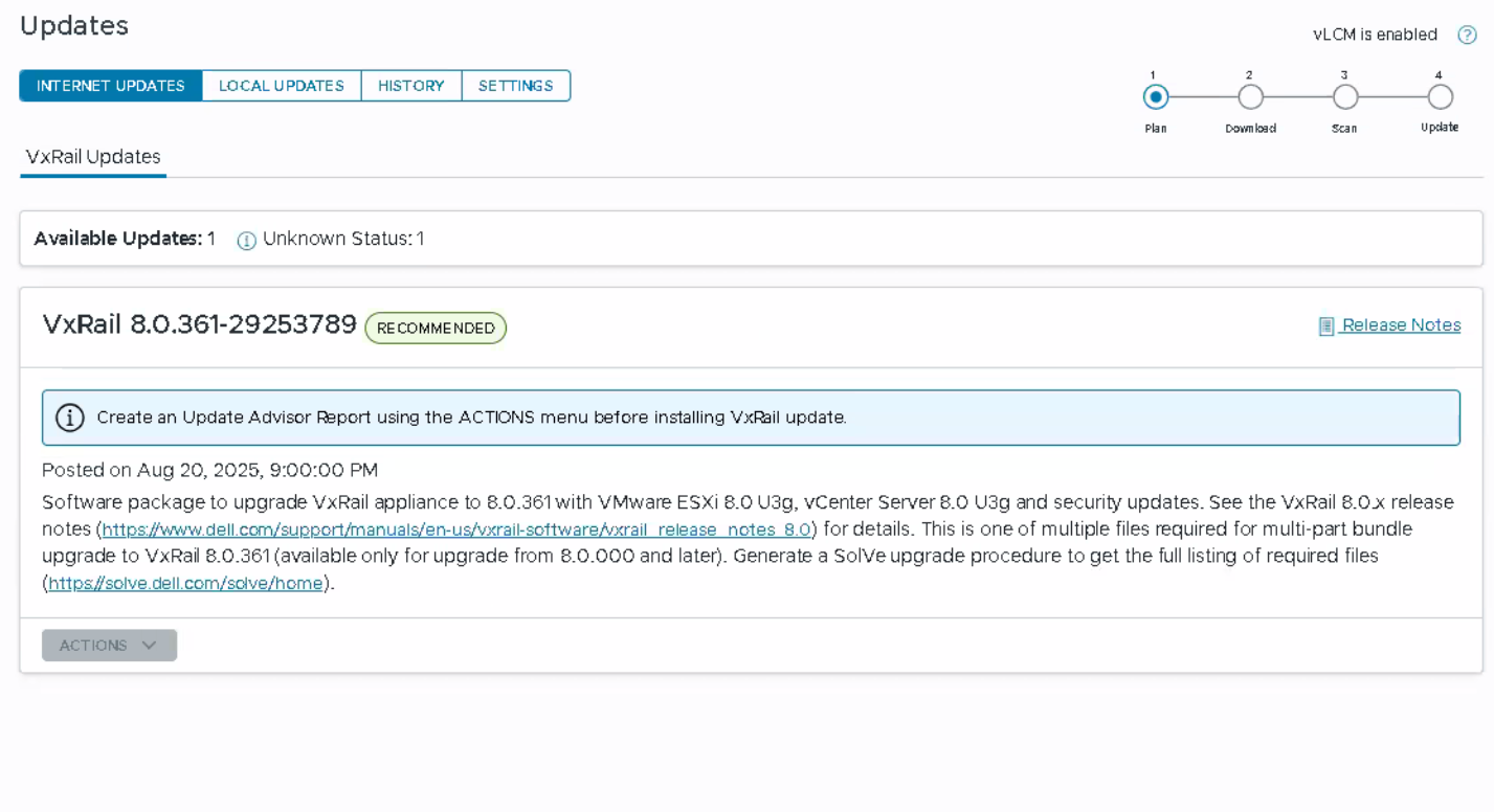 Screenshot des Internetupgradestatus