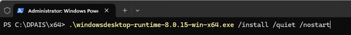 Comando Windowsdesktop-runtime