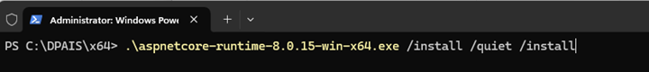 Comando aspnetcore-runtime
