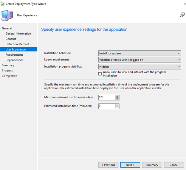 User experience options