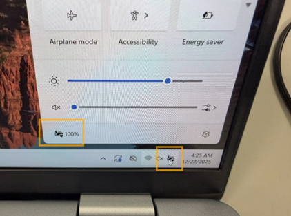 배터리 충전, 성공적인 USB Type-C 전원 입력 기능 표시