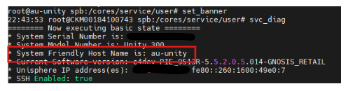 어레이의 이전 호스트 이름은 au-unity입니다. syslog 서버의 스크린샷