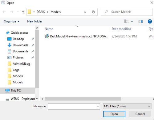 Sélectionnez le modèle Phi-4-mini-instruct ARM64 pour le programme d’installation Qualcomm iNPU