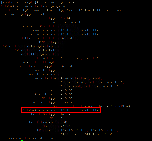 nsradmin example