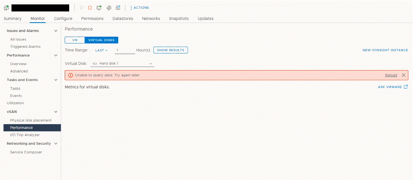 Screenshot of error