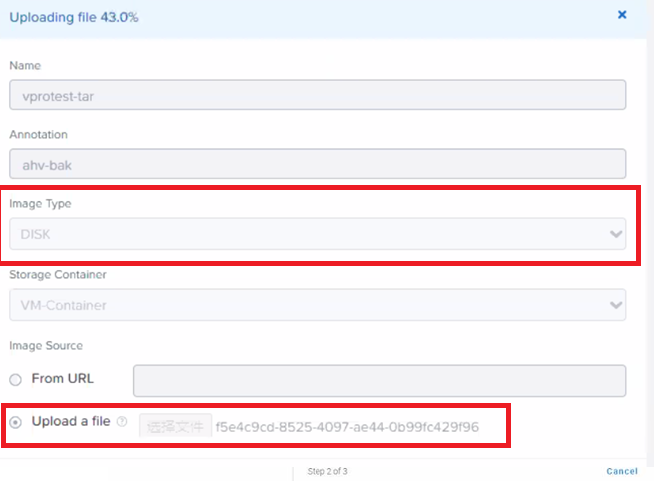 Select Image Type as disk