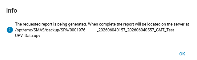 Info for the requested report