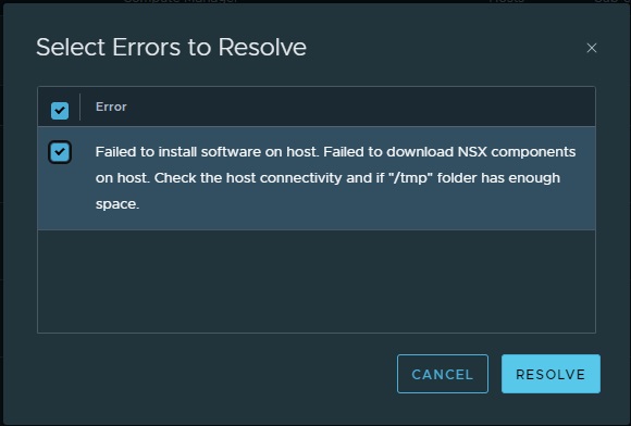 Screenshot of selecting to resolve