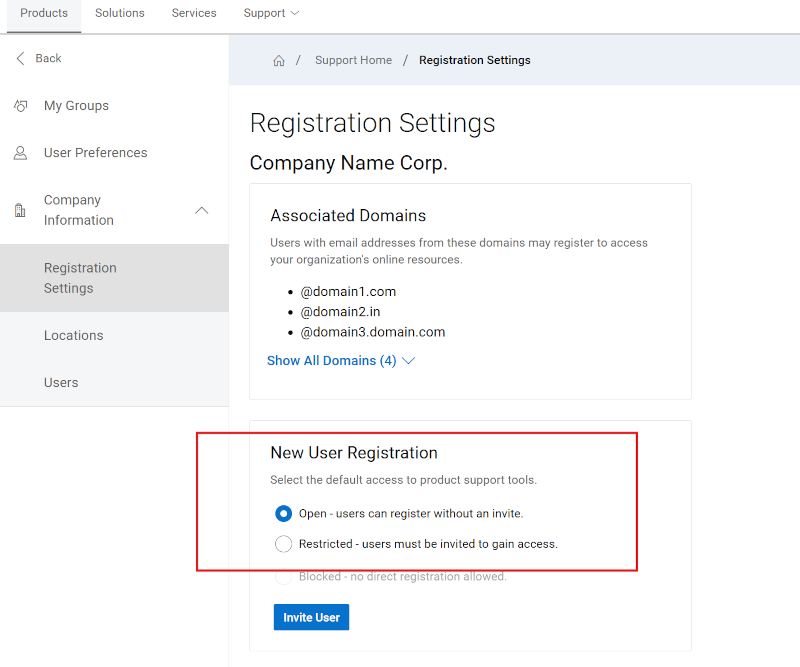 Módulo Configurações de registro
