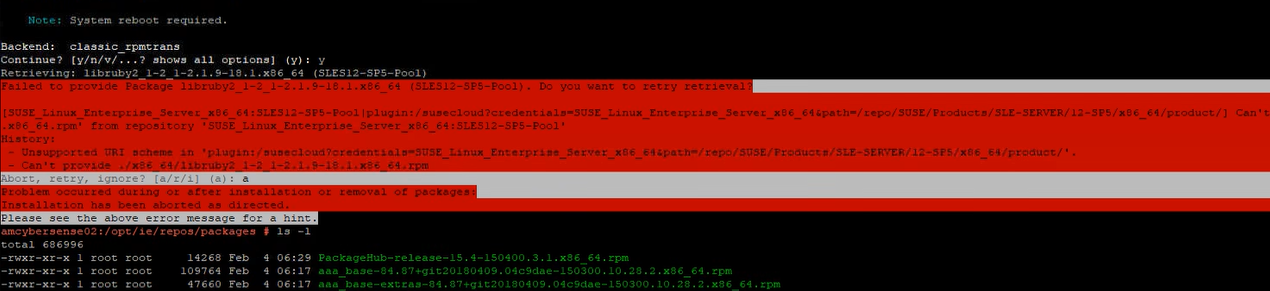 Capture d’écran du message d’erreur