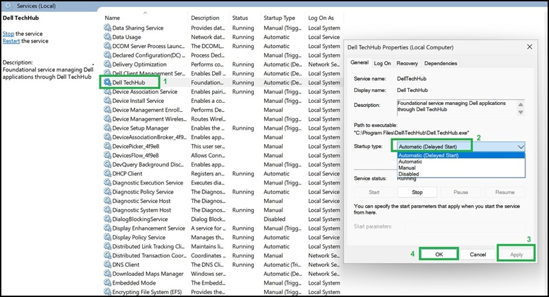 Windows Services, приклад Dell TechHub