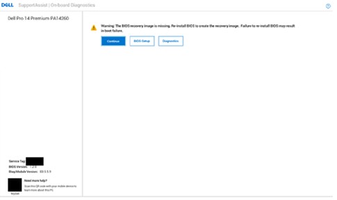 Diagnostics Warning message