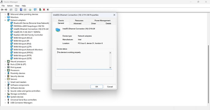 Intel(R) Ethernet Connection (18) I219-LM