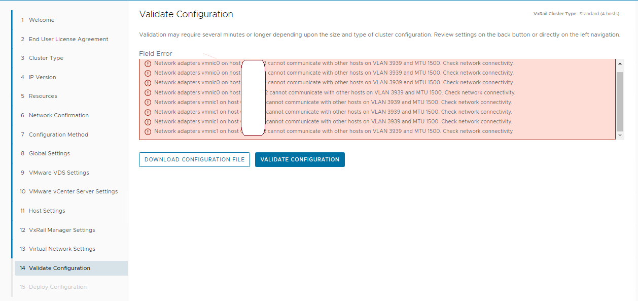 screenshot showing validation 3939 error