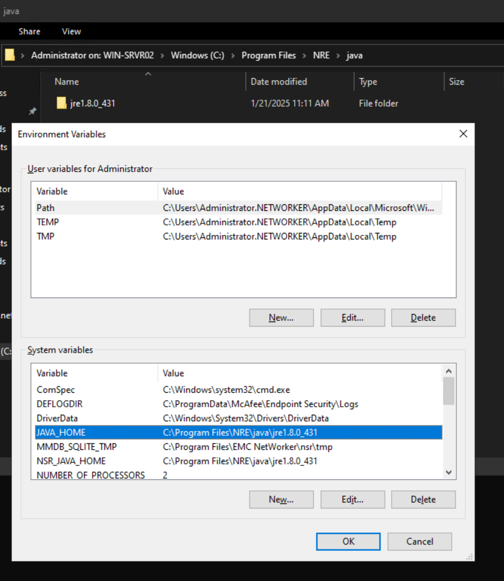 Create java home variable