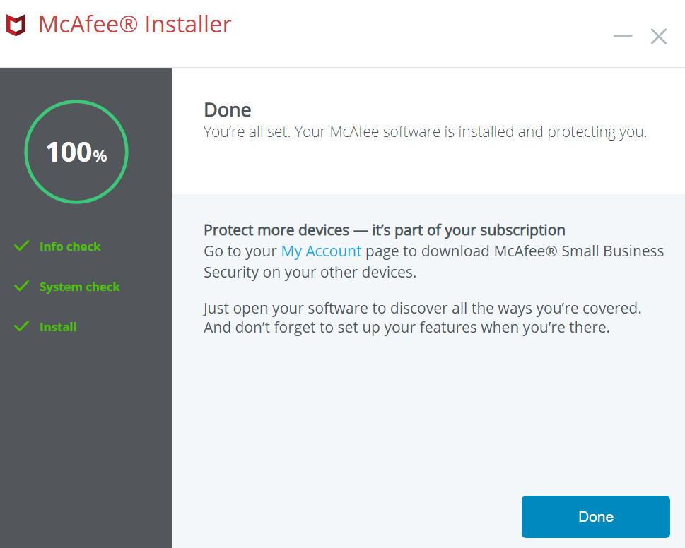 Confirmation de l’installation